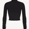 CROPPED FITTED TURTLENECK TOP