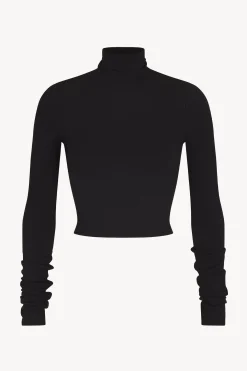 CROPPED FITTED TURTLENECK TOP