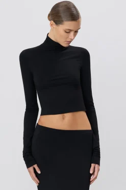 CROPPED FITTED TURTLENECK TOP