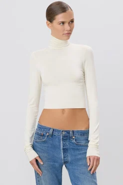 CROPPED FITTED TURTLENECK TOP