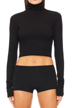 CROPPED FITTED TURTLENECK TOP