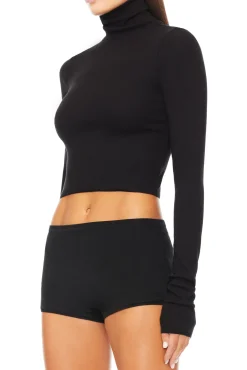 CROPPED FITTED TURTLENECK TOP