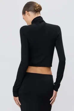 CROPPED FITTED TURTLENECK TOP
