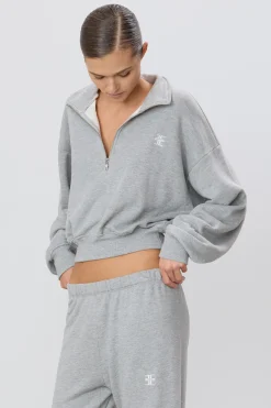 CROPPED HALF-ZIP SWEATSHIRT