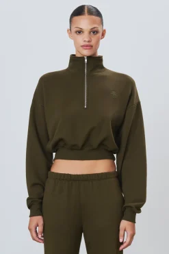 CROPPED HALF-ZIP SWEATSHIRT