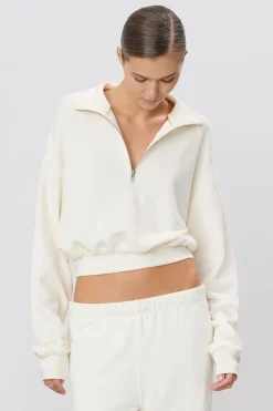 CROPPED HALF-ZIP SWEATSHIRT