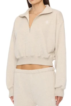 CROPPED HALF-ZIP SWEATSHIRT
