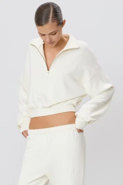 CROPPED HALF-ZIP SWEATSHIRT
