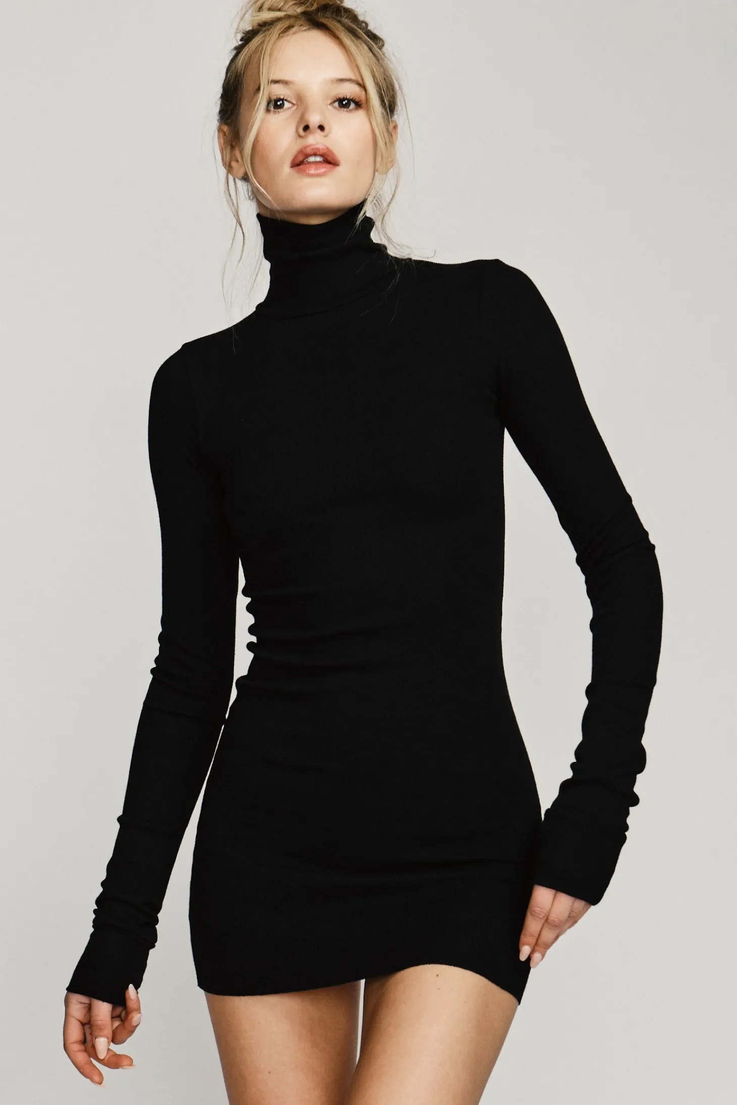 LONG SLEEVE TURTLENECK MINI DRESS